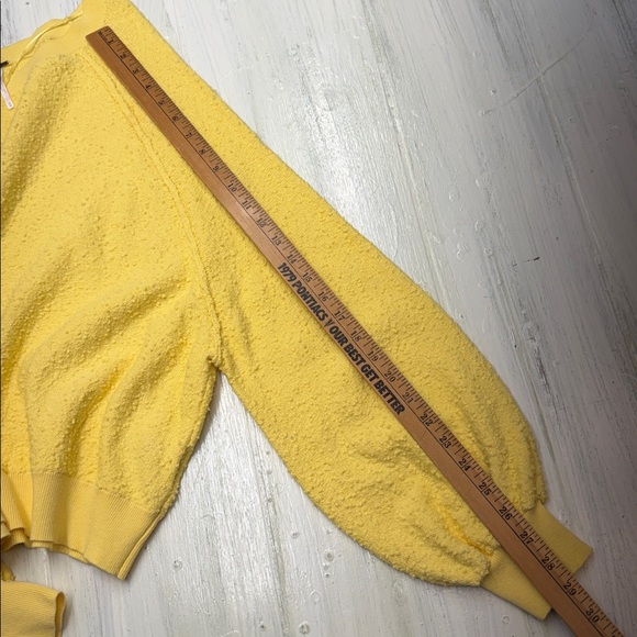Free People Found My Friend Pullover Sunshine Yellow Crewneck Sweatshirt Sz M - Picture 7 of 12